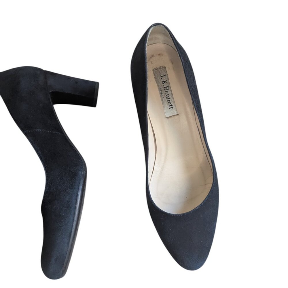 LK Bennett Black Suede Block Heel Pumps – EU 37 (US 6.5) - Picture 5 of 9